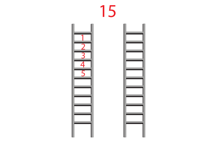 So start with the first ladder and descend to 5 only